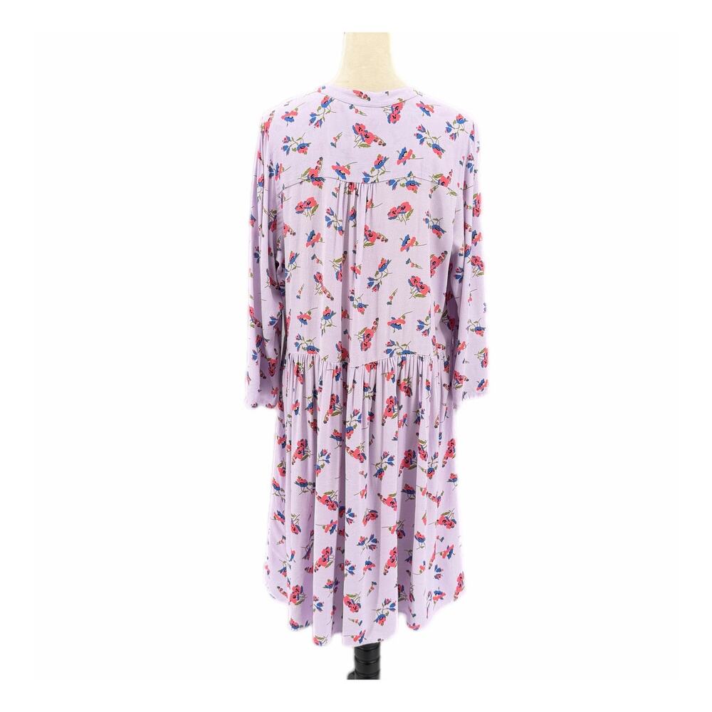 Maeve Anthropologie Juno Floral Printed Lilac Lavender 3/4 Sleeve Mini Dress - Picture 2 of 11